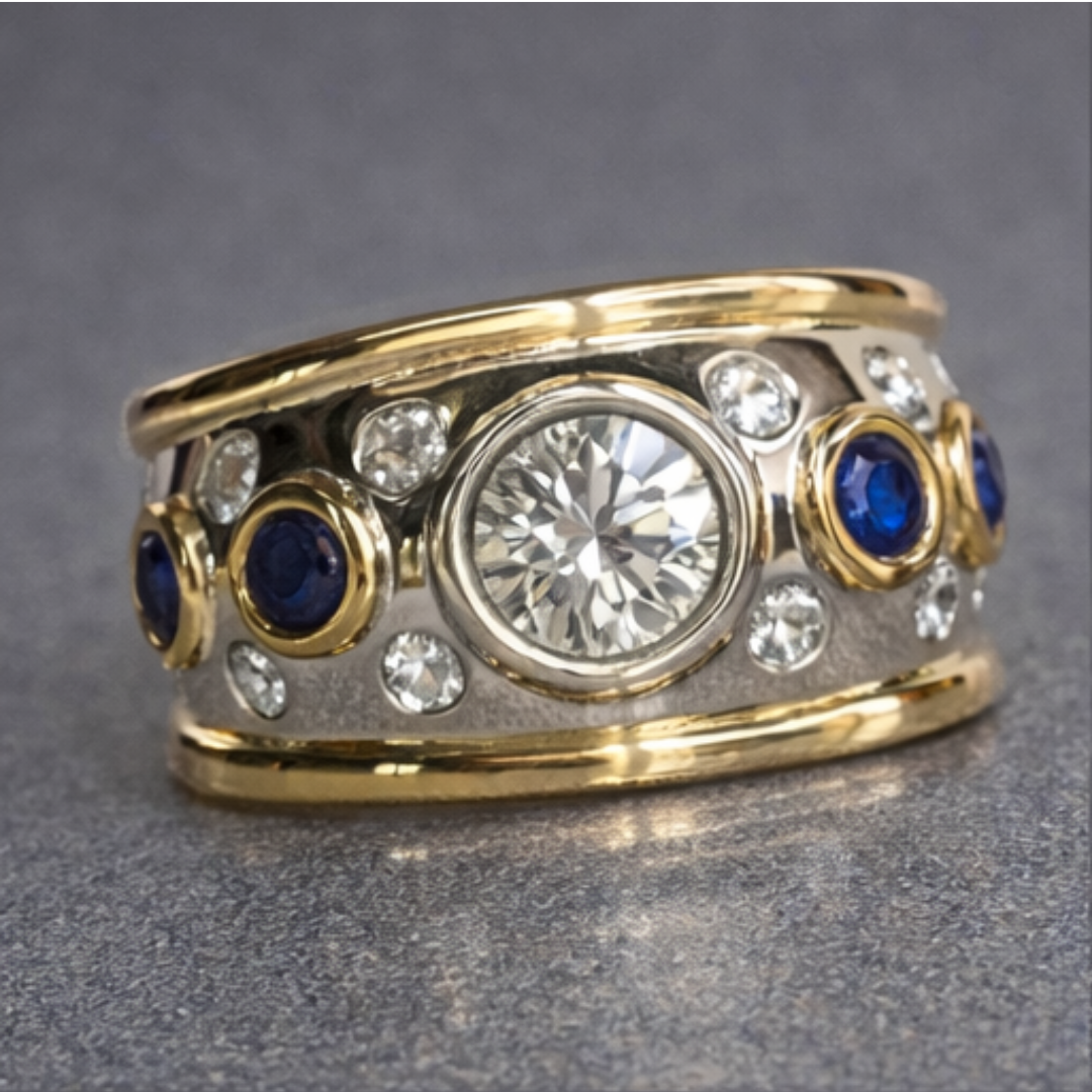 Paola | Anillo Ovalado con Piedra Dorada Vintage