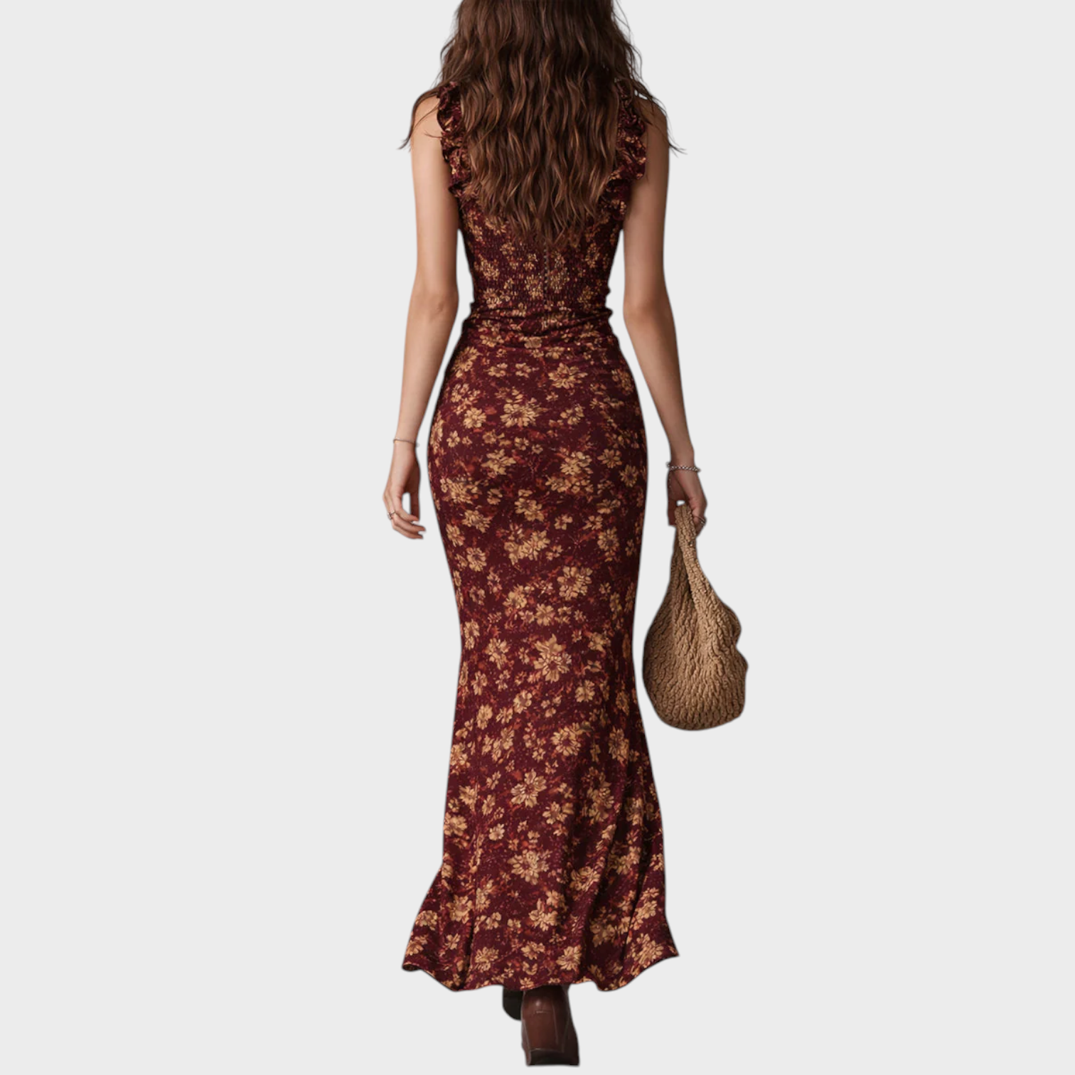 Margarita | Vestido Maxi Boho Retro sin Mangas y Con Abertura Alta