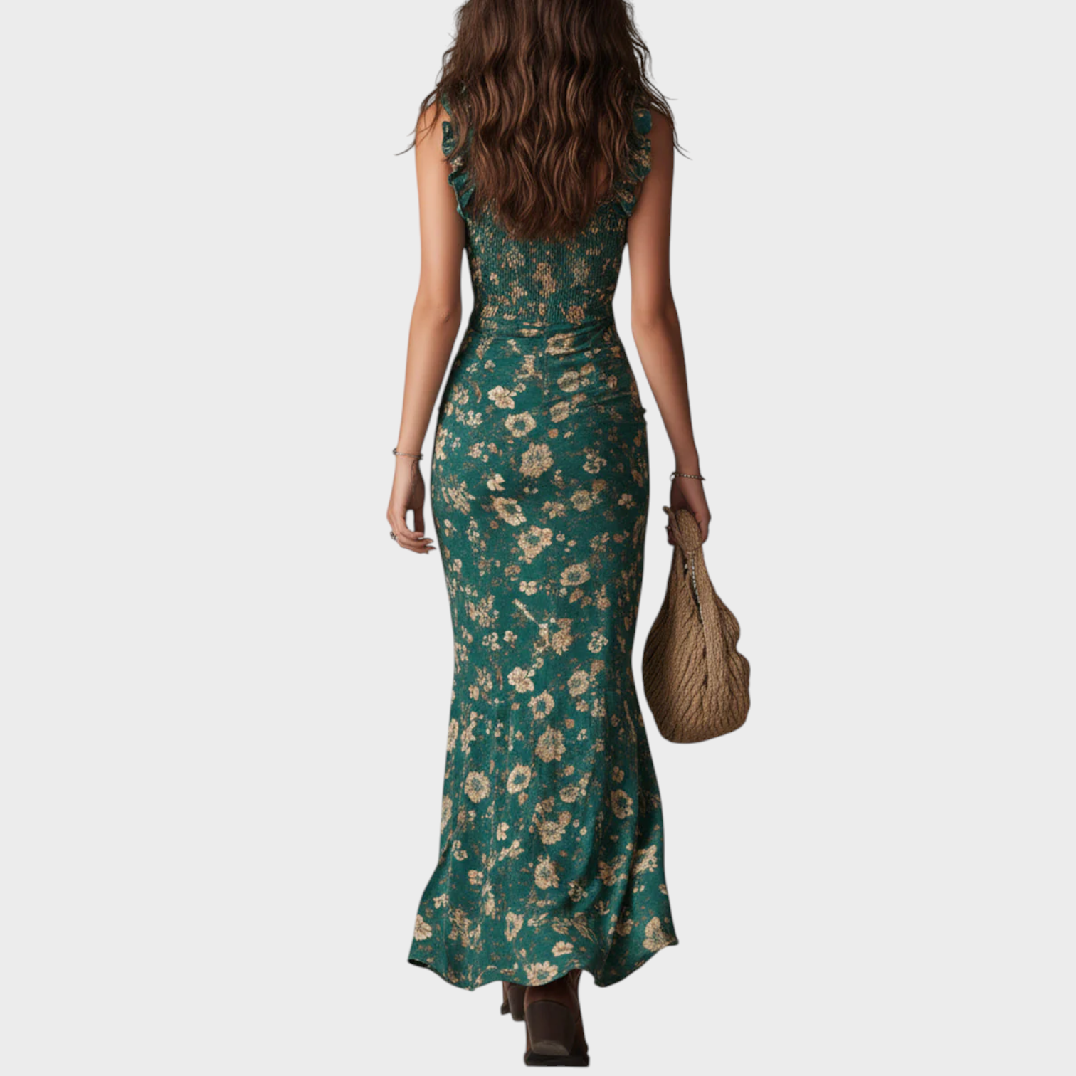 Margarita | Vestido Maxi Boho Retro sin Mangas y Con Abertura Alta