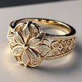 Valentina | Anillo de Oro con Zirconitas Florales Exóticas