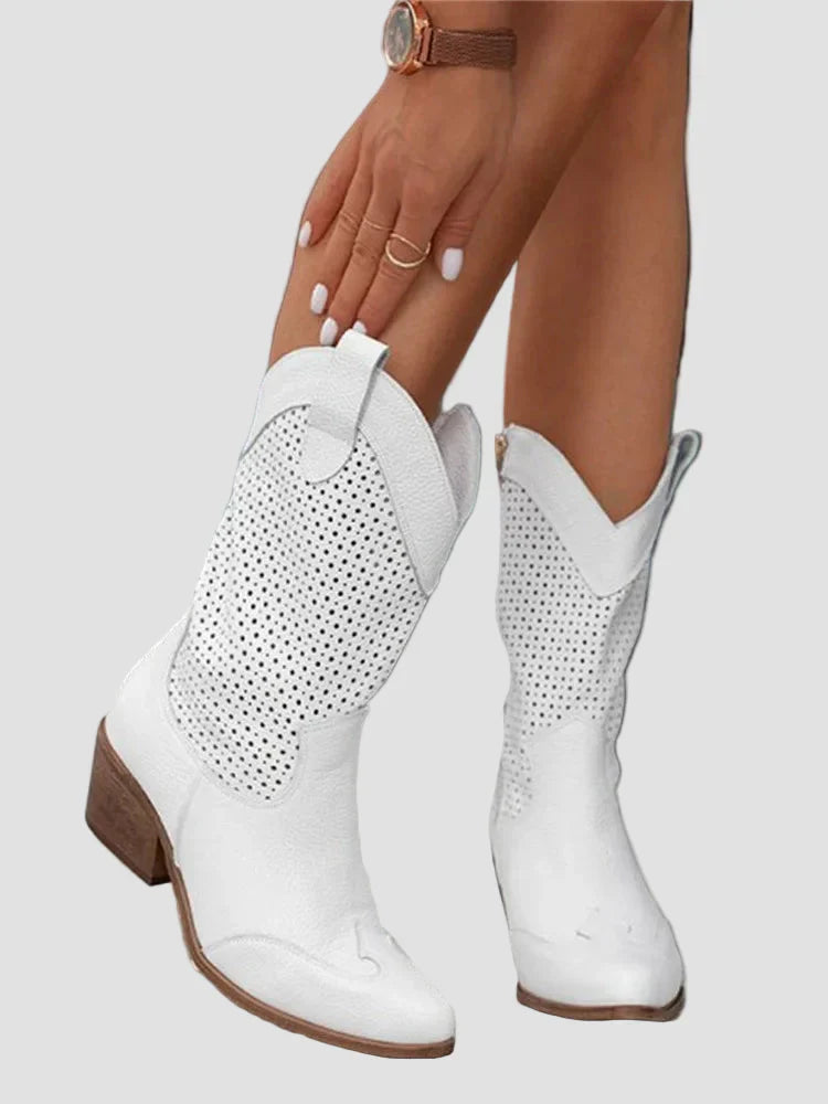 Xenia - Botas Vaqueras Modernas de Jean con Cremallera Lateral