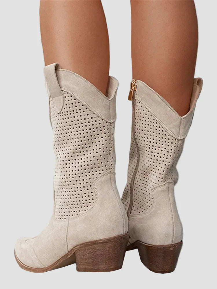 Xenia - Botas Vaqueras Modernas de Jean con Cremallera Lateral