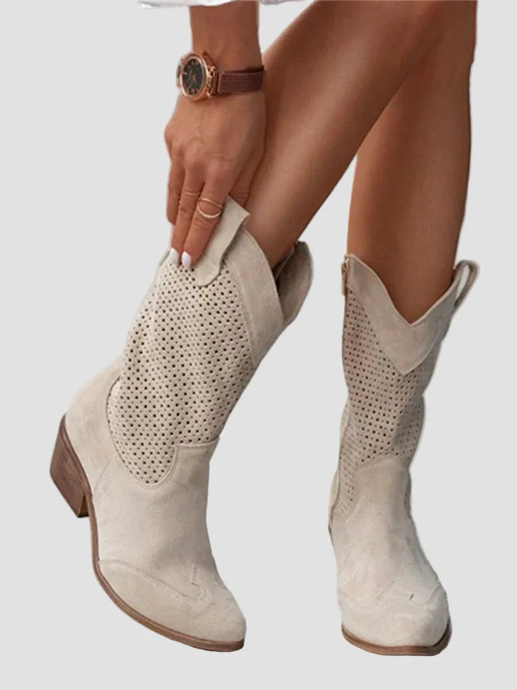 Xenia - Botas Vaqueras Modernas de Jean con Cremallera Lateral