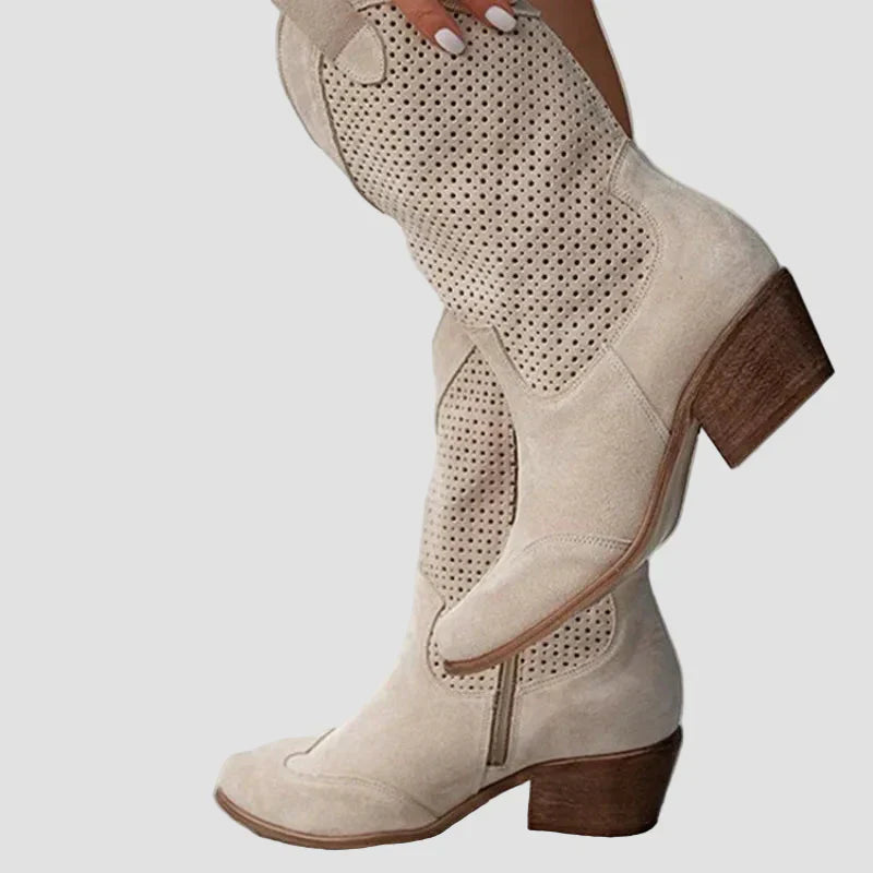 Xenia - Botas Vaqueras Modernas de Jean con Cremallera Lateral