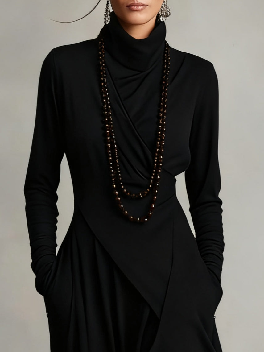 Alma | Vestido largo asimétrico con cuello alto