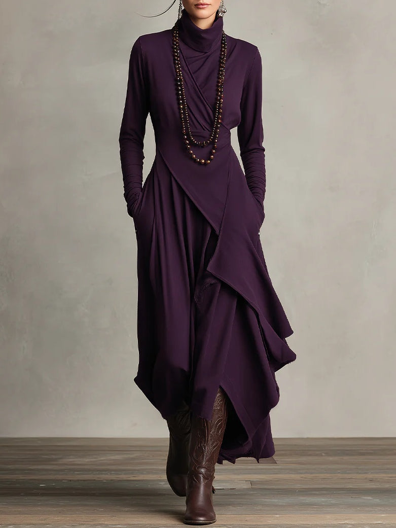 Alma | Vestido largo asimétrico con cuello alto