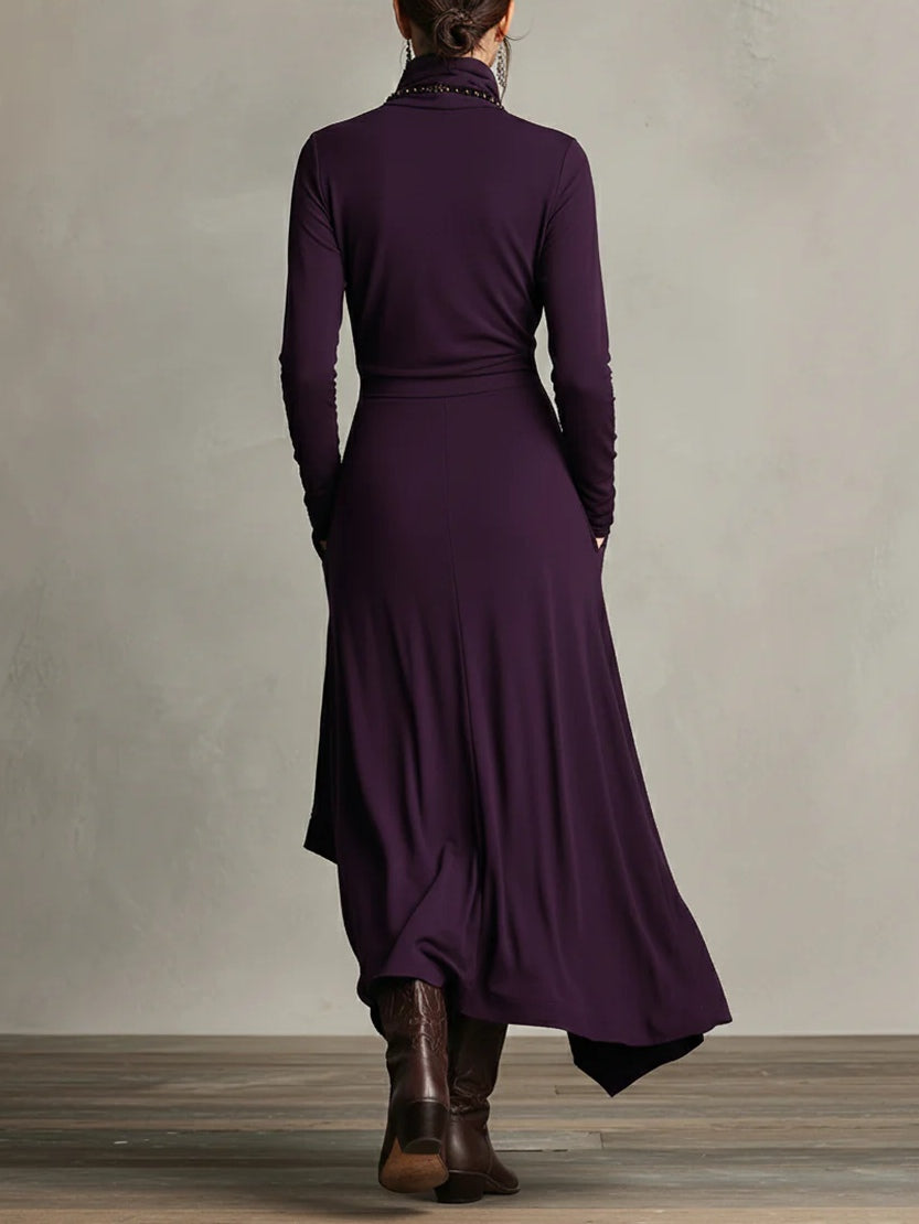 Alma | Vestido largo asimétrico con cuello alto