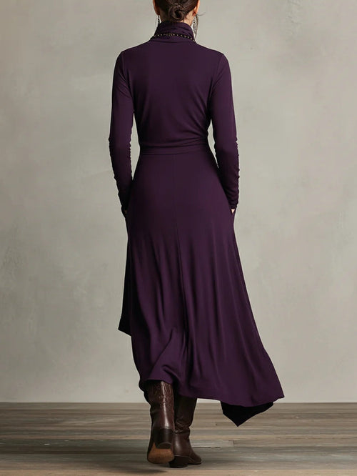 Alma | Vestido largo asimétrico con cuello alto