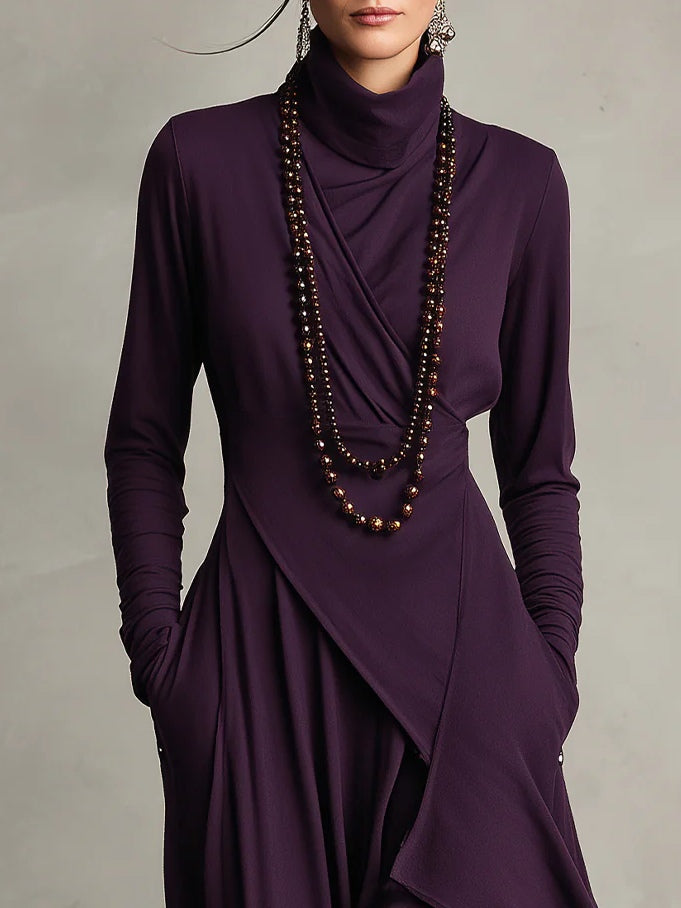 Alma | Vestido largo asimétrico con cuello alto