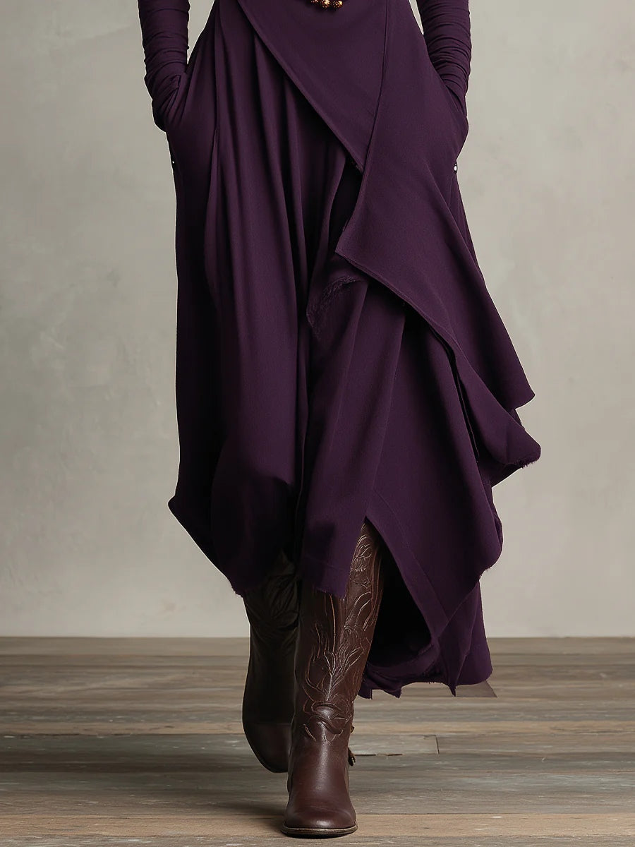 Alma | Vestido largo asimétrico con cuello alto