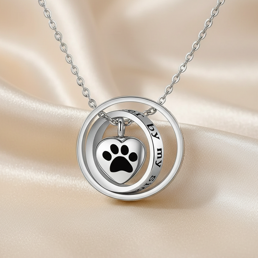 "Ya No A Mi Lado, Siempre En Mi Corazón" – Collar de Urna de Acero Inoxidable con Huella
