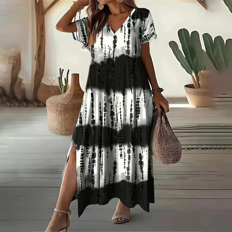🏖️🌸Sommer Heiß Verkauf 50% Rabatt💃Kausal V-Ausschnitt Gradient Kleid für Damen