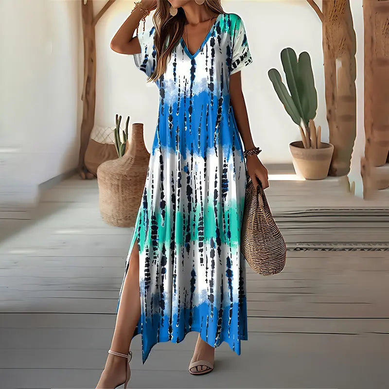 🏖️🌸Sommer Heiß Verkauf 50% Rabatt💃Kausal V-Ausschnitt Gradient Kleid für Damen
